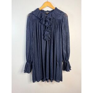 CHANEL Spring/Summer‎ 2020 RTW Navy Pleated Ruffled Mini Dress Size 34 (XS)